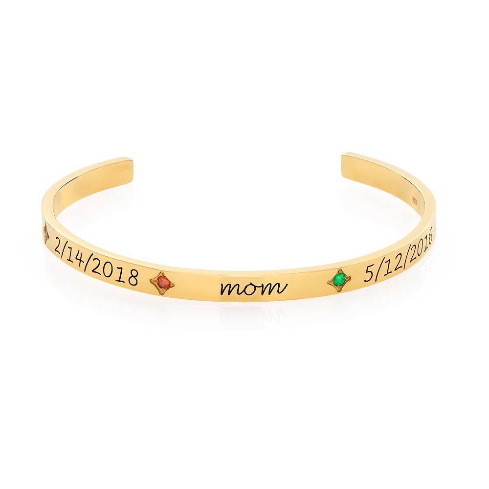 Maeve Bangle Bracelet with Birthstones in 18k Gold Plating-4 product photo