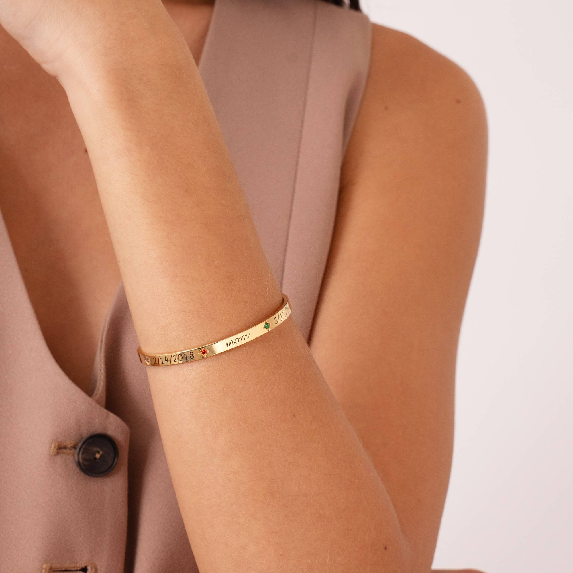 Maeve Bangle Bracelet with Birthstones in 18k Gold Plating-2 product photo