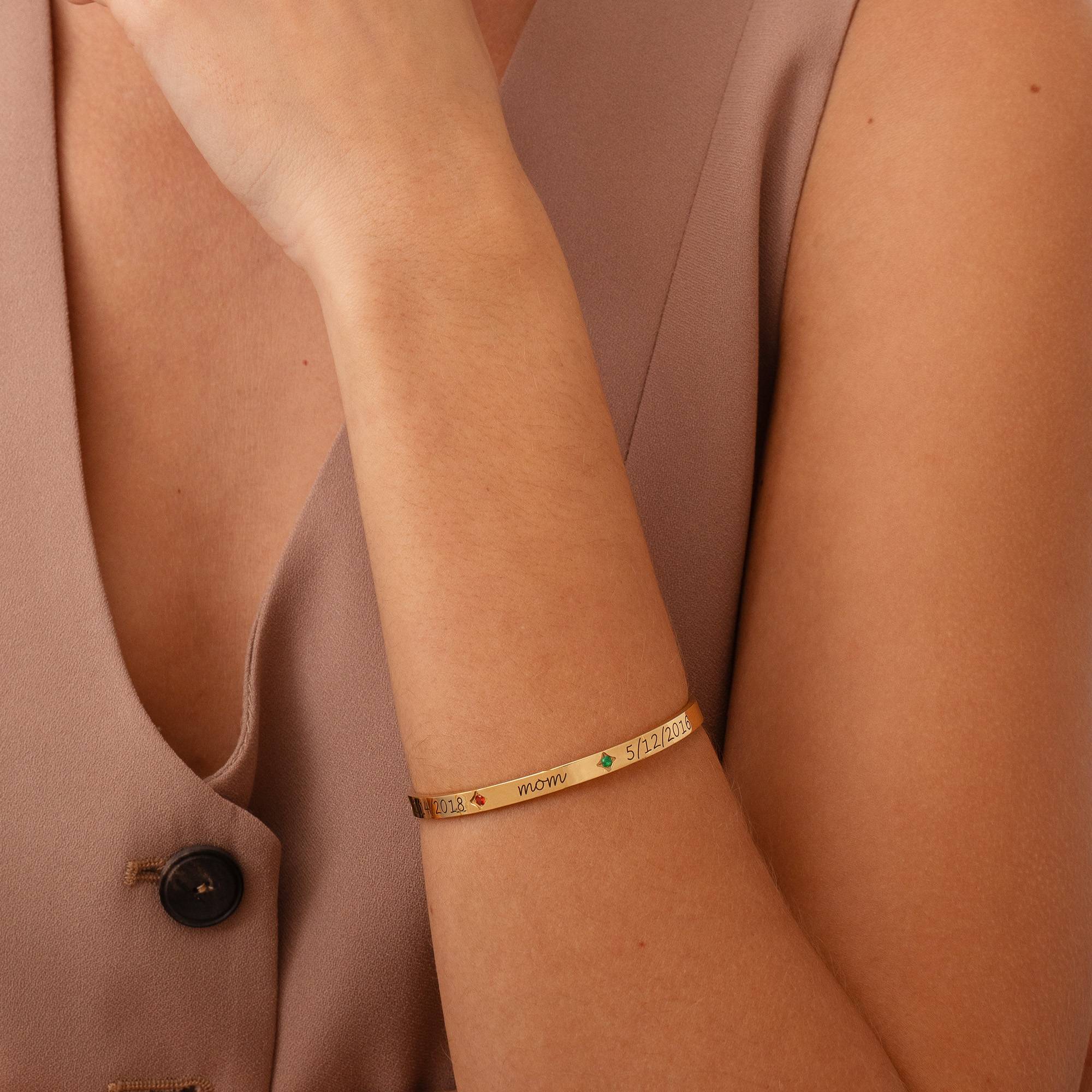 Maeve Bangle Bracelet with Birthstones in 18k Gold Vermeil-5 product photo