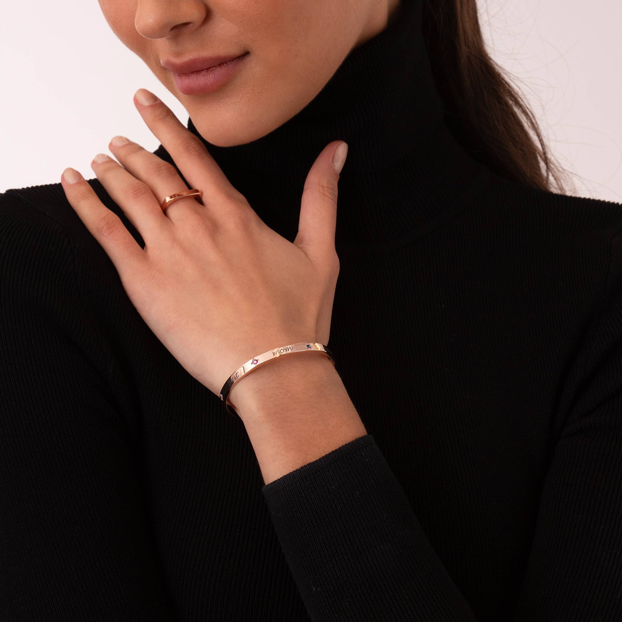 Maeve Bangle Bracelet with Birthstones in 18k Rose Gold Plating-4 product photo