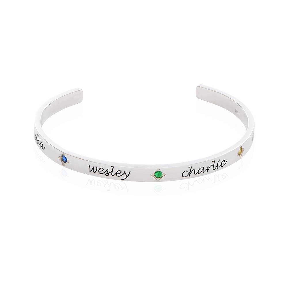 Maeve Bangle Bracelet With Birthstones in Sterling Silver-3 product photo