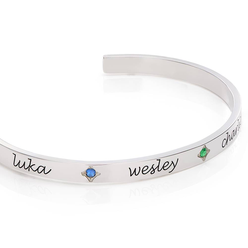 Maeve Bangle Bracelet With Birthstones in Sterling Silver-5 product photo
