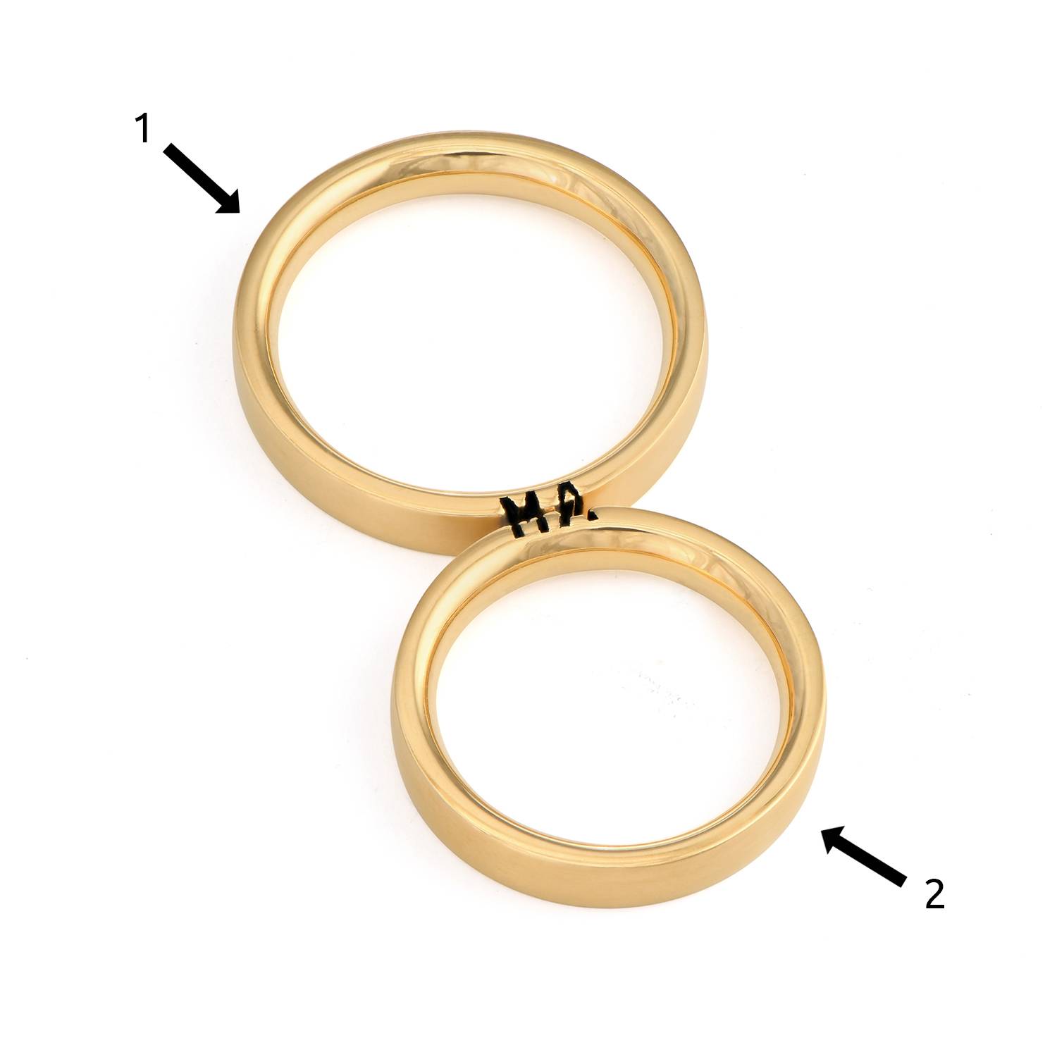 Matching Initial Couple Rings Set in Gold Plating-2 product photo