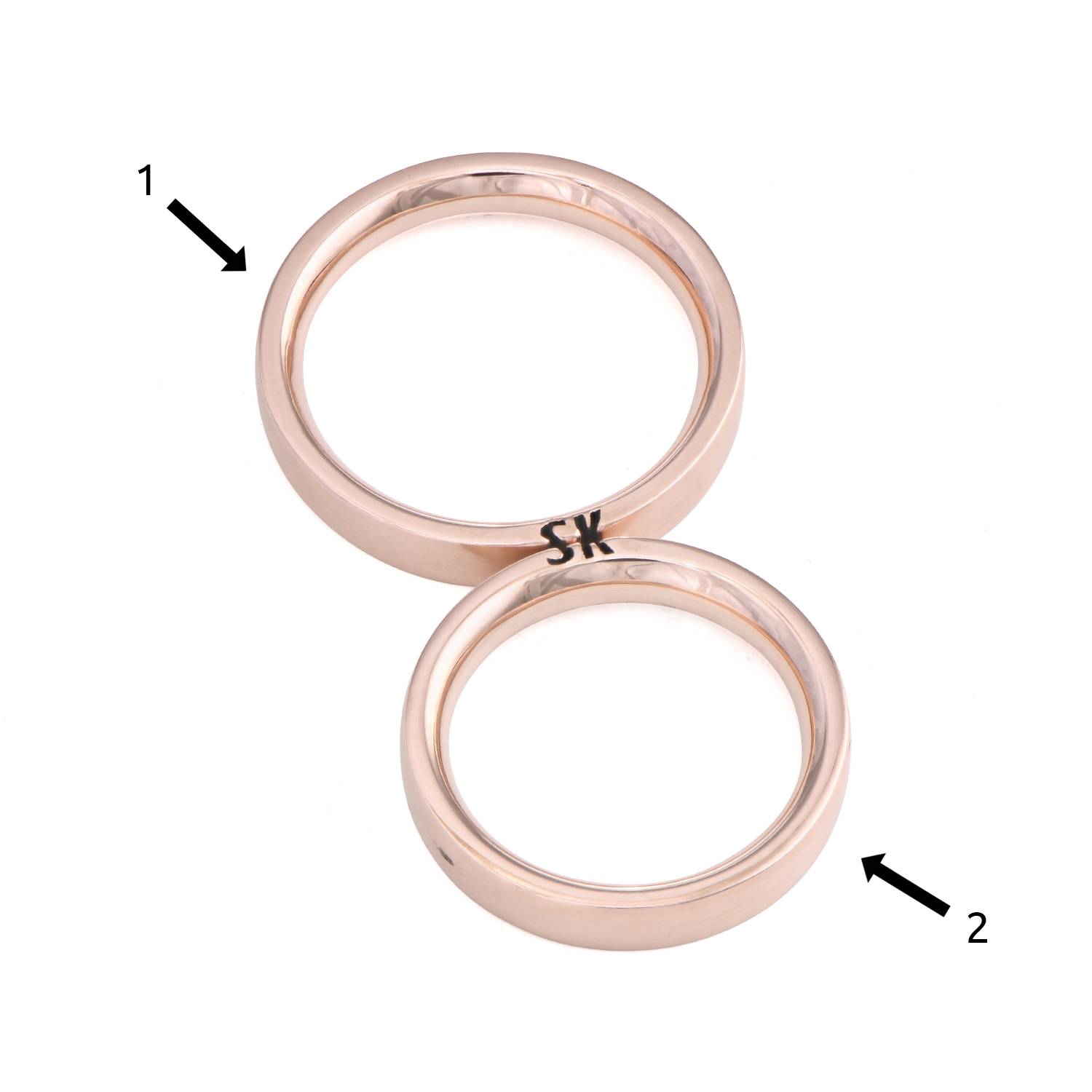 Matching Initial Couple Rings Set in Rose Gold Plating-5 product photo