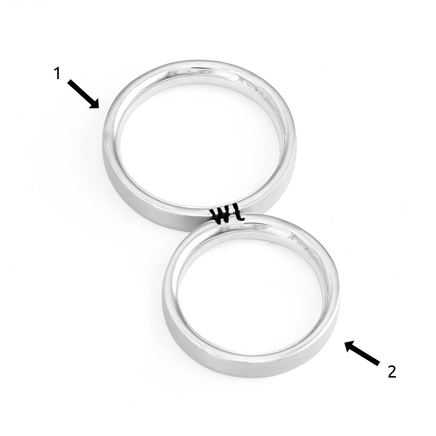Matching Initial Couple Rings Set in Silver-3 product photo