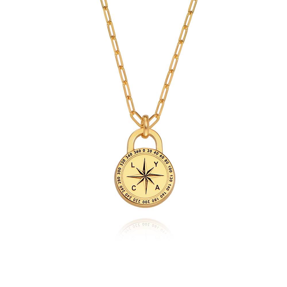 Men's Intial Compass Necklace in 18K Gold Plating product photo