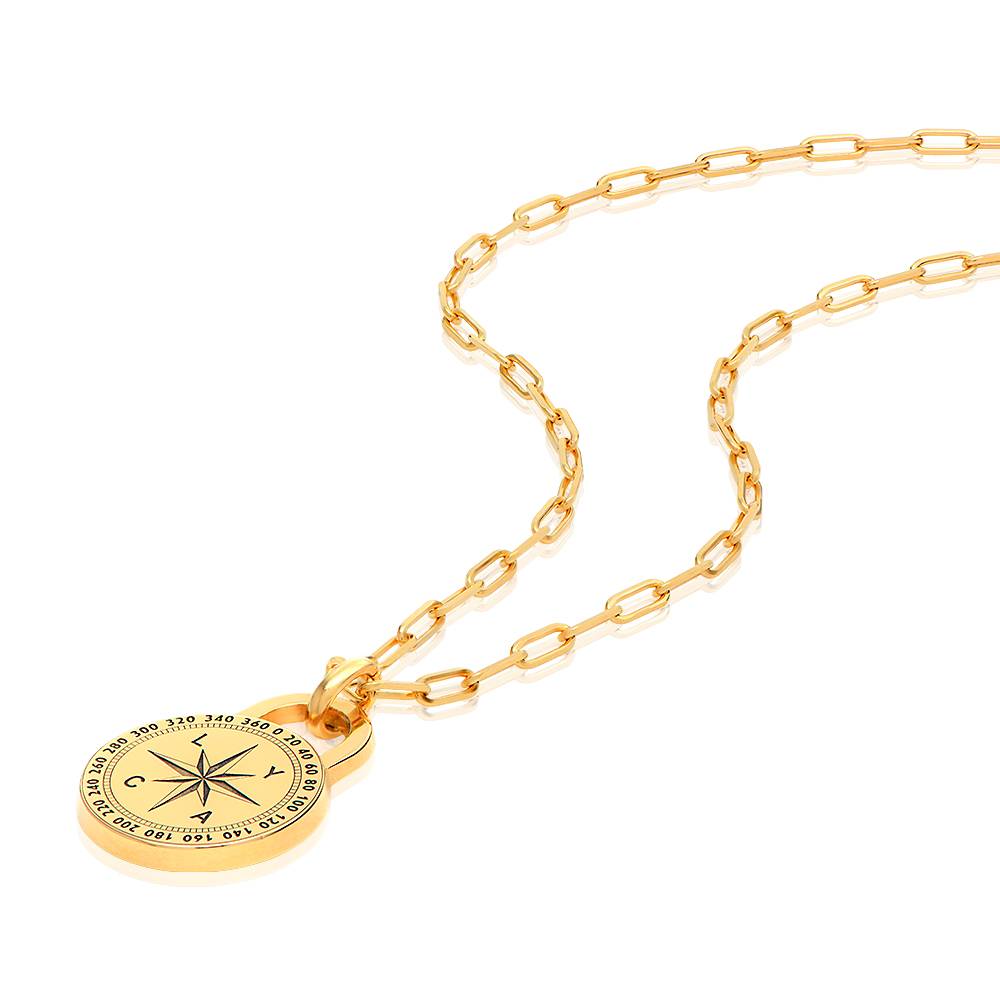 Men's Intial Compass Necklace in 18K Gold Plating-5 product photo