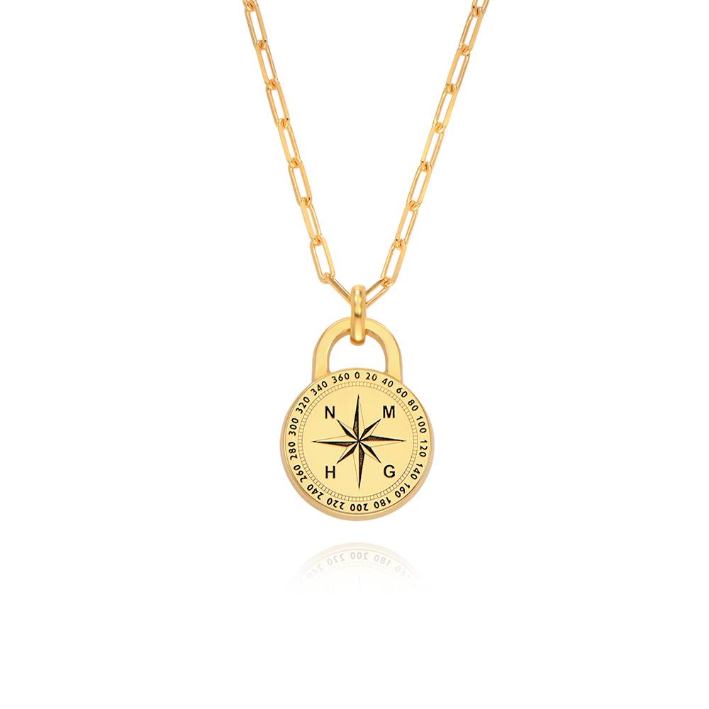 Men's Intial Compass Necklace in 18K Gold Vermeil product photo