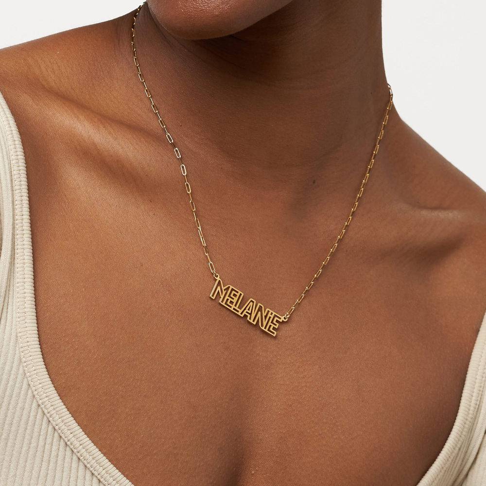 Metro Outline Name Necklace in 18K Gold Plating-5 product photo