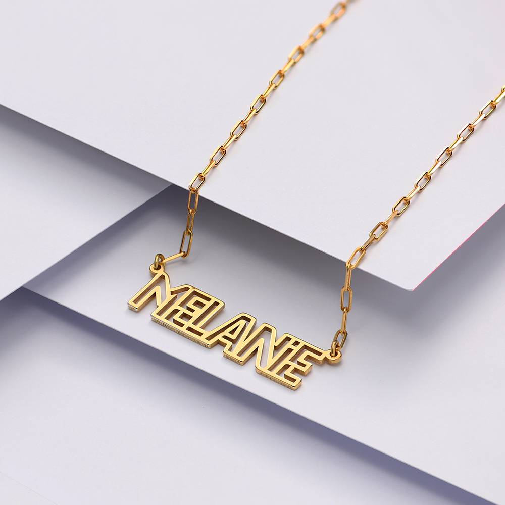 Metro Outline Name Necklace in 18K Gold Plating-3 product photo