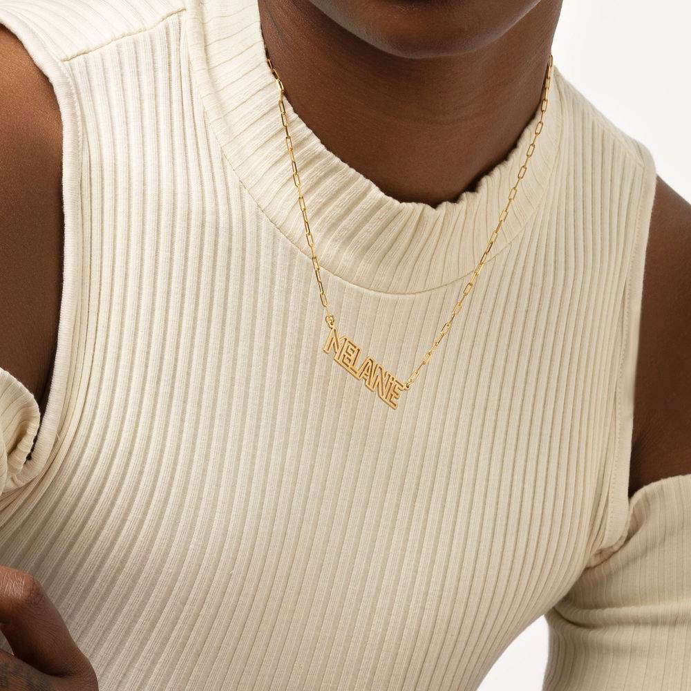 Metro Outline Name Necklace in 18K Gold Vermeil-5 product photo
