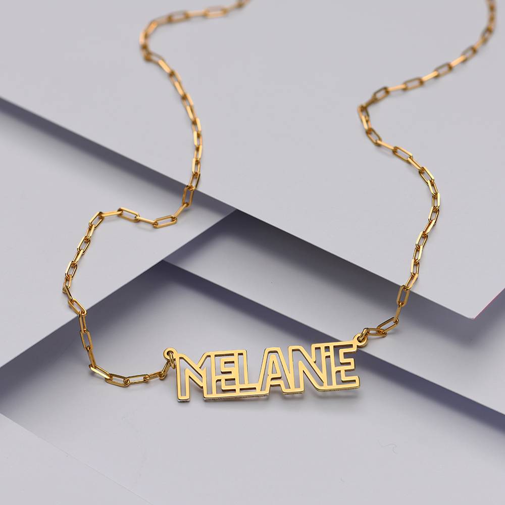 Metro Outline Name Necklace in 18K Gold Vermeil-3 product photo