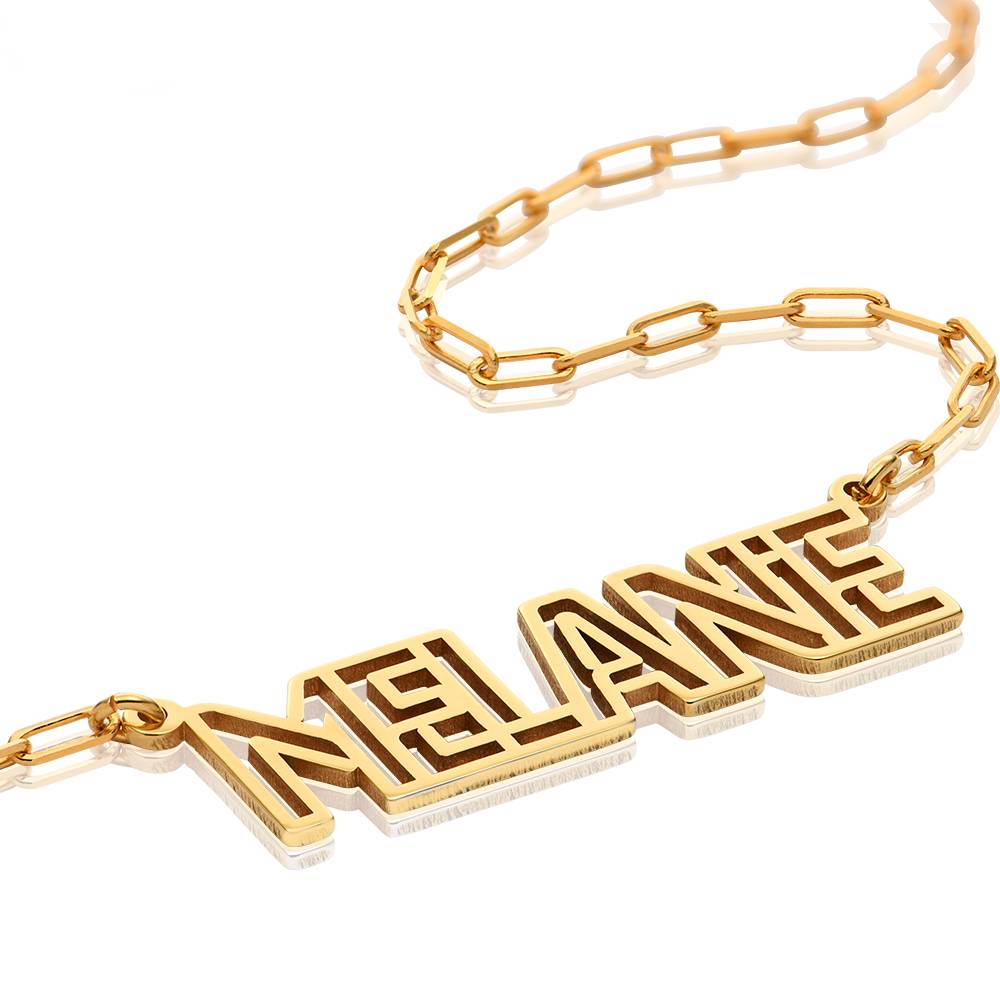 Metro Outline Name Necklace in 18K Gold Vermeil-2 product photo