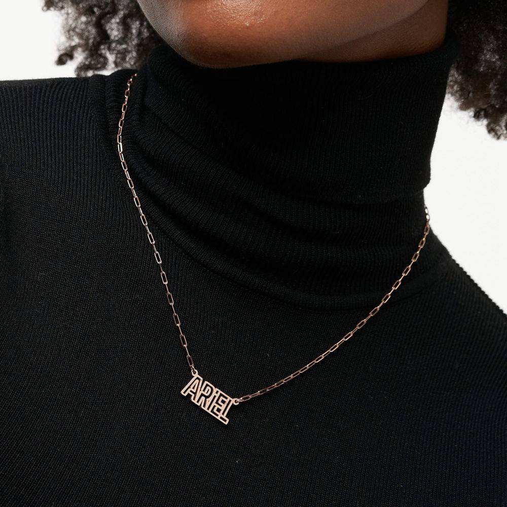 Metro Outline Name Necklace in 18K Rose Gold Plating-5 product photo