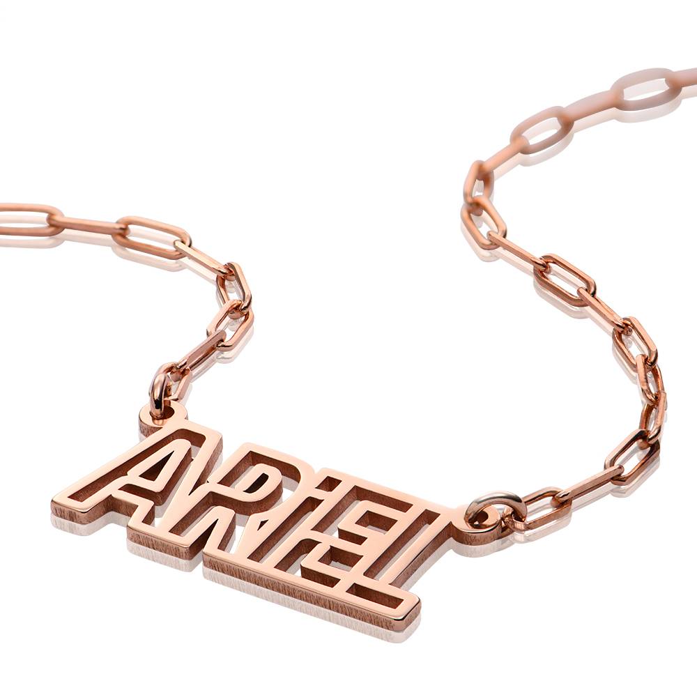 Metro Outline Name Necklace in 18K Rose Gold Plating-2 product photo