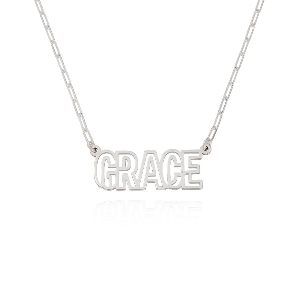 Metro Outline Name Necklace in Sterling Silver-1 product photo
