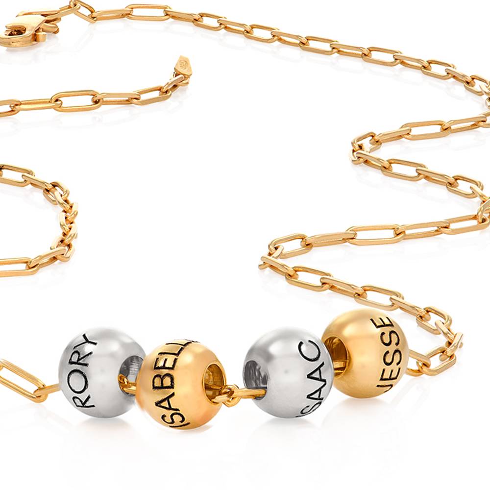 Mixed Metals Balance Bead Necklace with 18K Gold Plating Link Chain-1 product photo