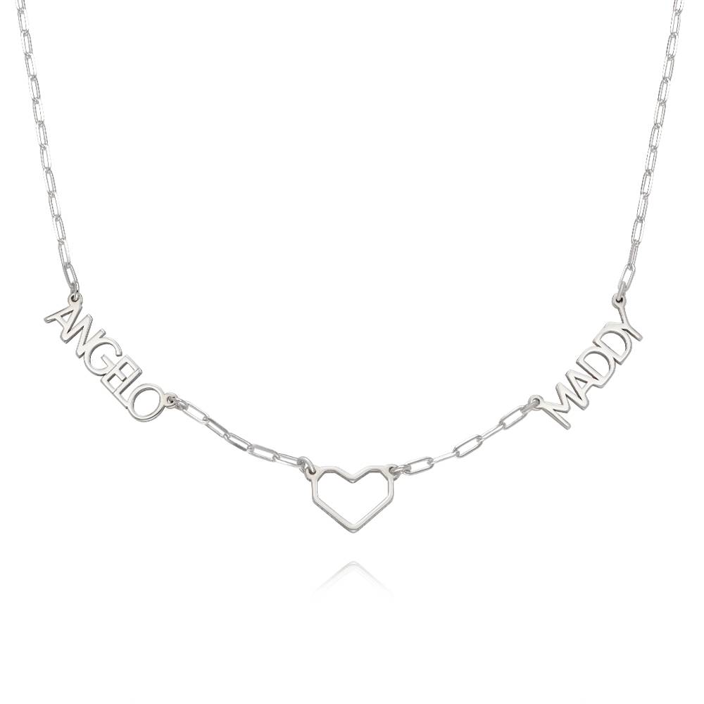 Modern Heart Multi Name Necklace in Sterling Silver product photo
