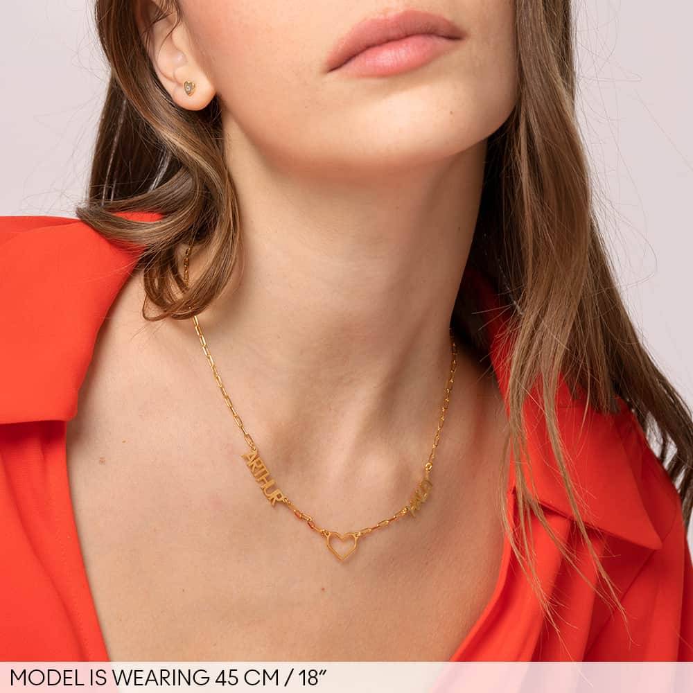 Modern Lovers Heart Name Necklace in 18K Gold Vermeil-3 product photo
