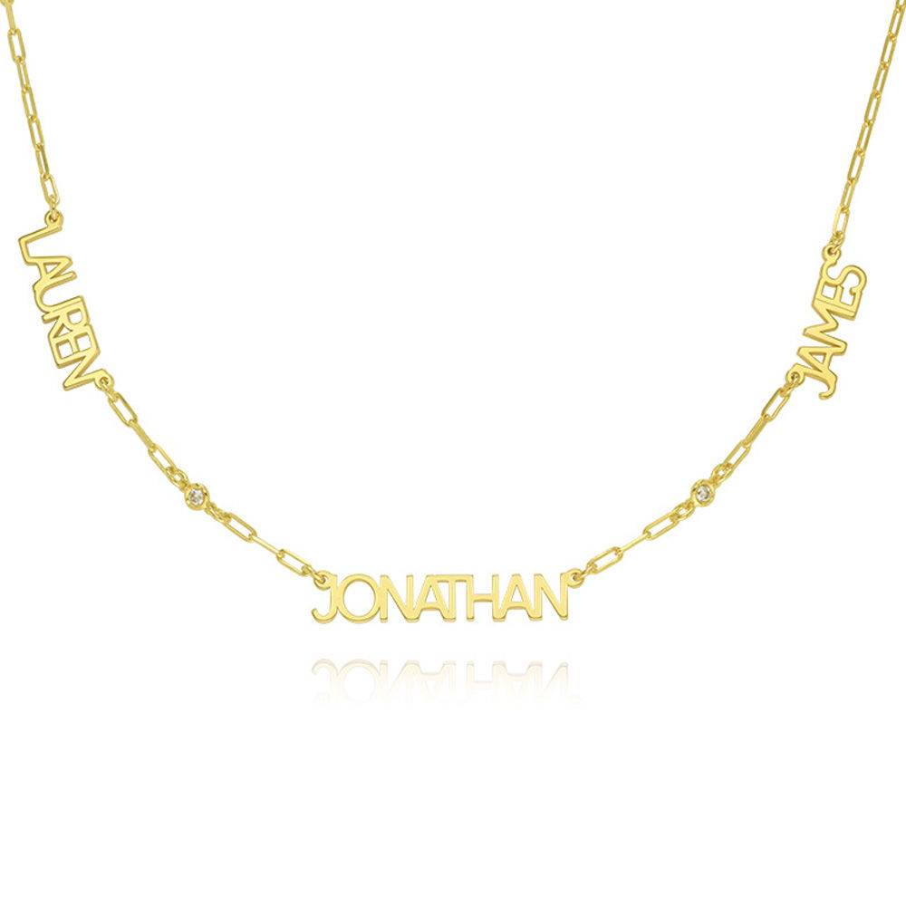 Modern Multi Name Necklace with Diamond in 18k Gold Plating product photo