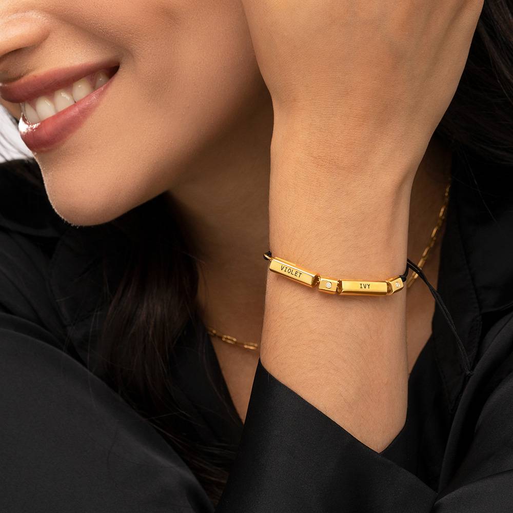 Modern Tube Bracelet / Anklet with Diamond in gold-5 product photo