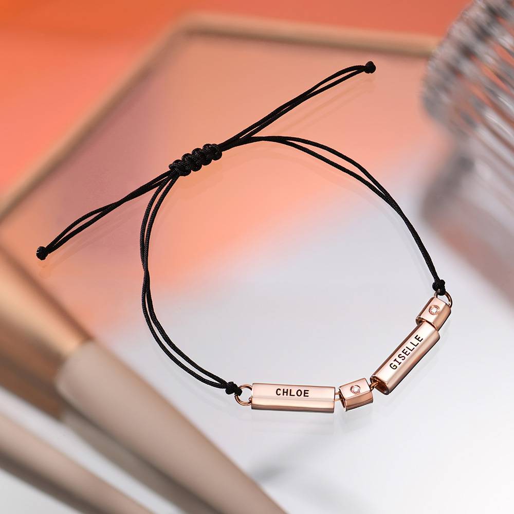 Modern Tube Bracelet / Anklet with Diamond in Rose Gold-2 product photo
