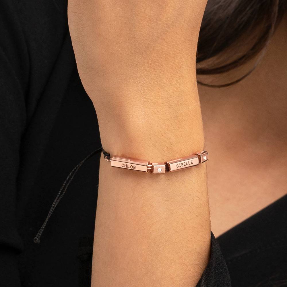 Modern Tube Bracelet / Anklet with Diamond in Rose Gold-4 product photo