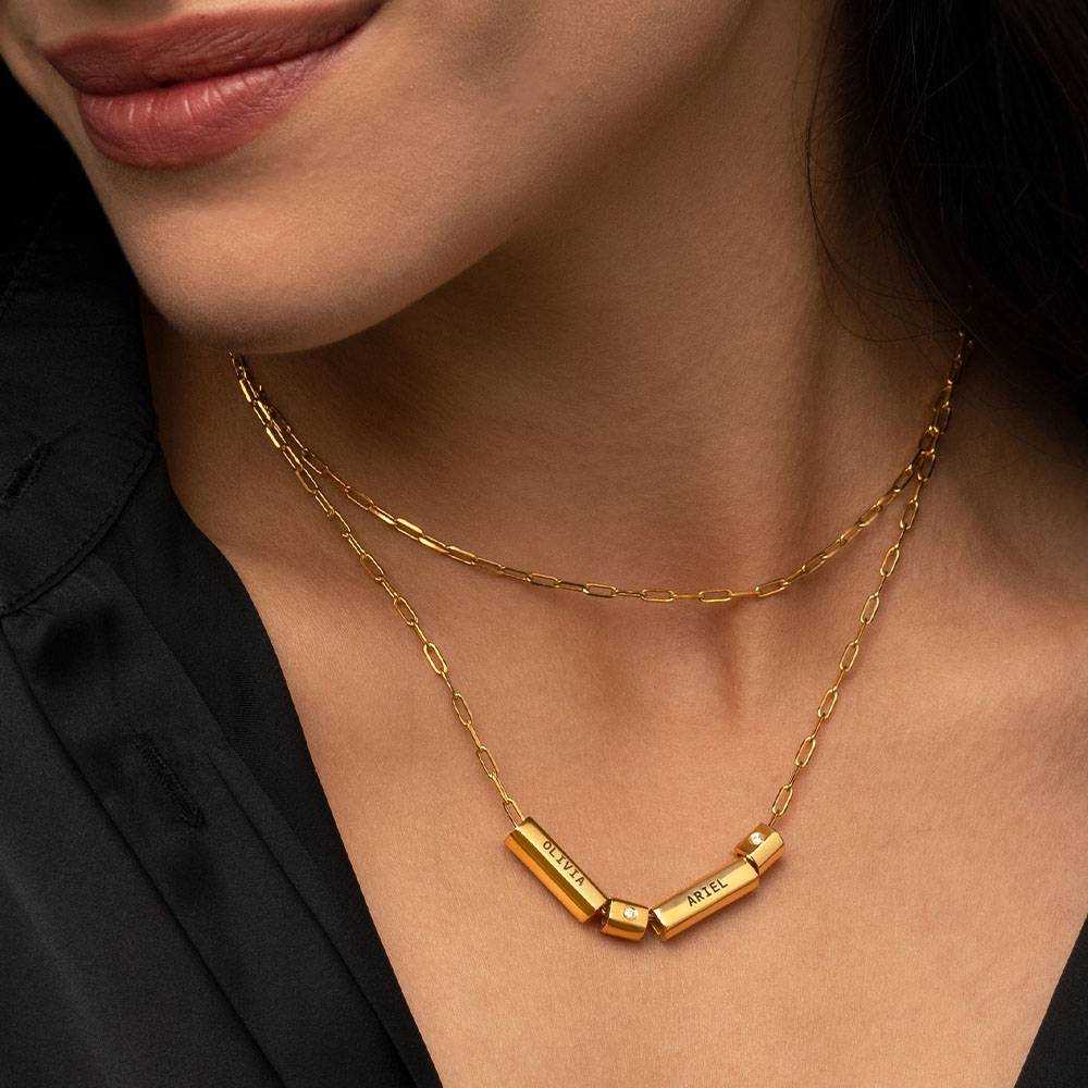 Modern Tube Necklace with Diamond  in Gold Plating-5 product photo