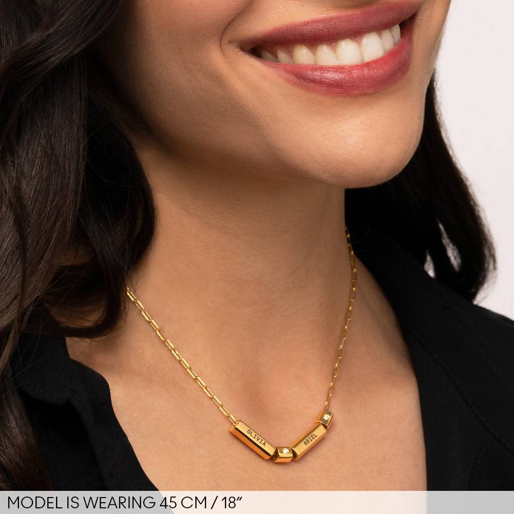 Modern Tube Necklace with Diamond  in Gold Plating-3 product photo