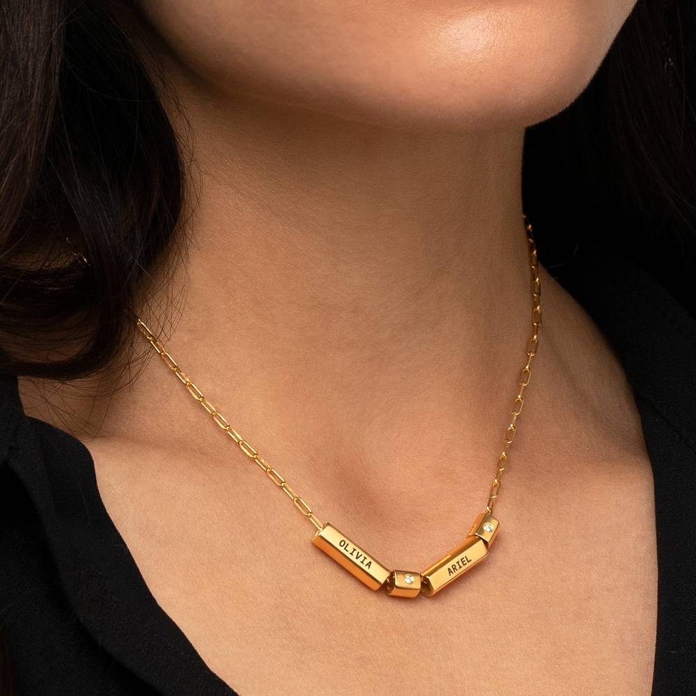 Modern Tube Necklace with Diamond  in Gold Plating-4 product photo