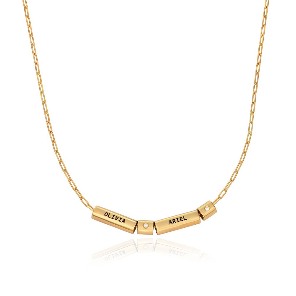 Modern Tube Necklace with Diamond  in Gold Plating-1 product photo