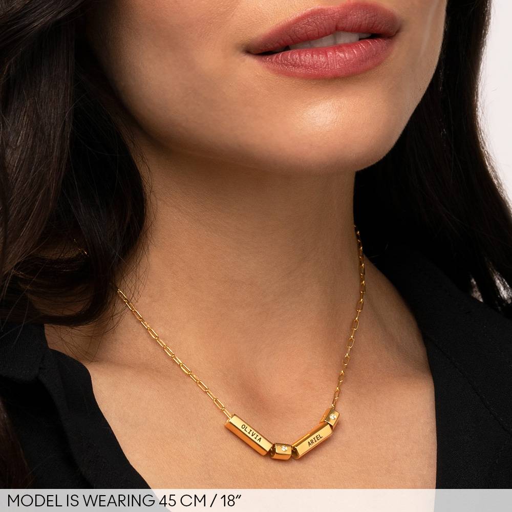Modern Tube Necklace with Diamond  in Gold Vermeil-3 product photo