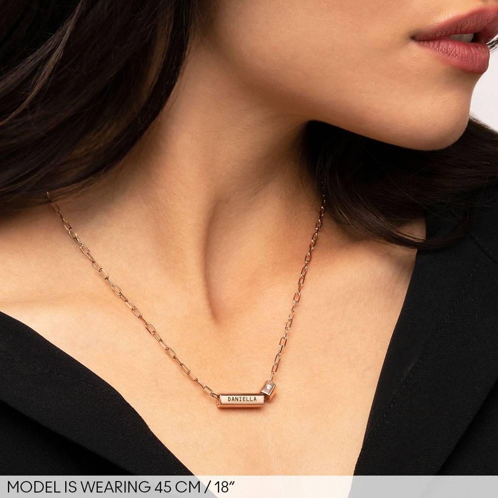 Modern Tube Necklace with Diamond  in Rose Gold-3 product photo