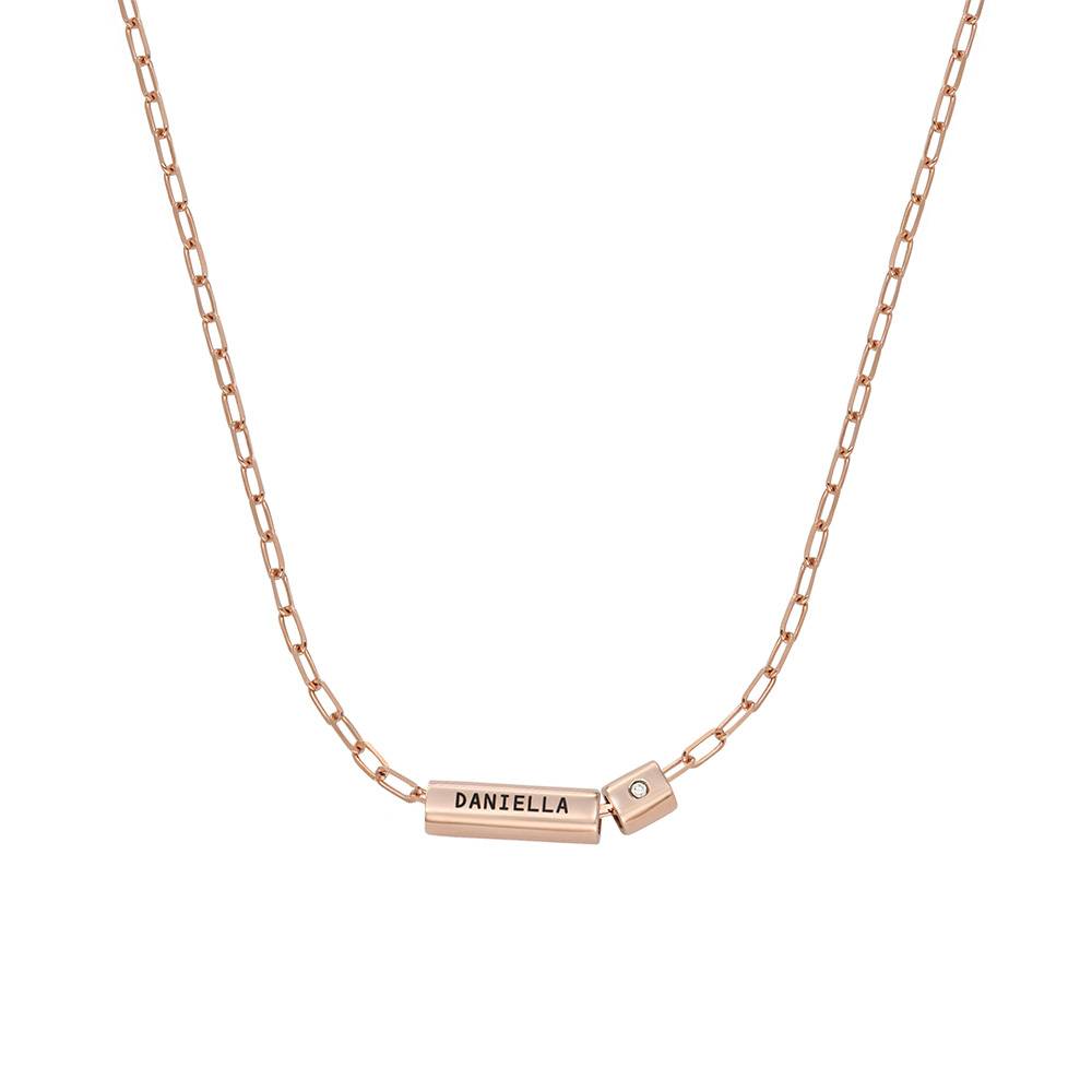 Modern Tube Necklace with Diamond in Rose Gold product photo