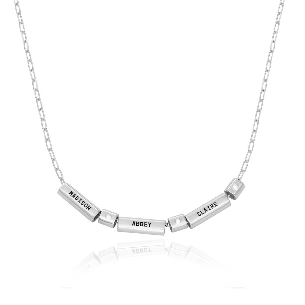 Modern Tube Necklace with Diamond in Sterling silver-2 product photo