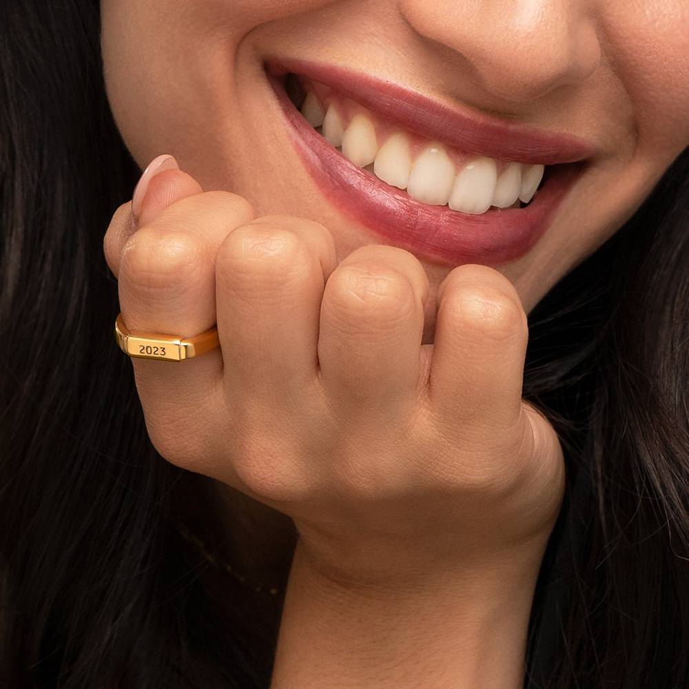 Modern Tube Ring Gold plated-3 product photo