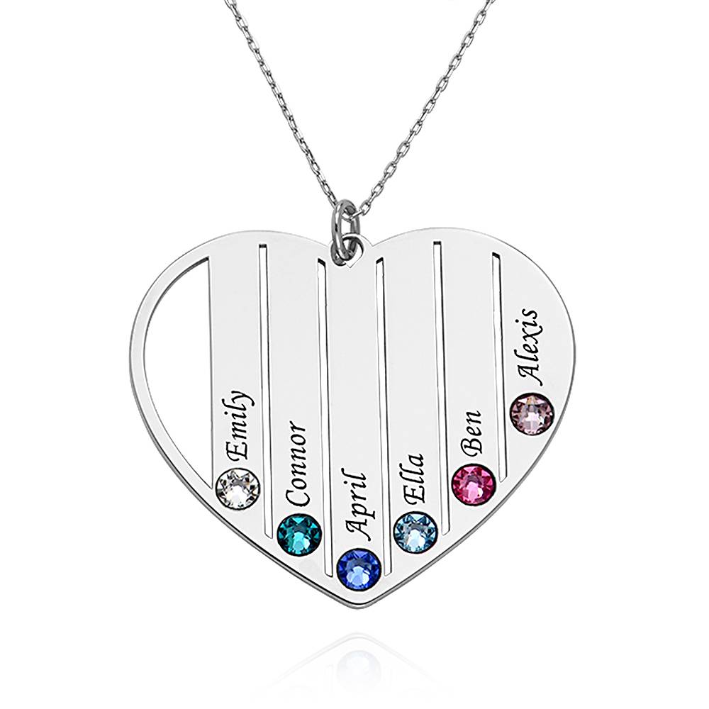 Mom Birthstone Necklace in 14k White Gold-2 product photo