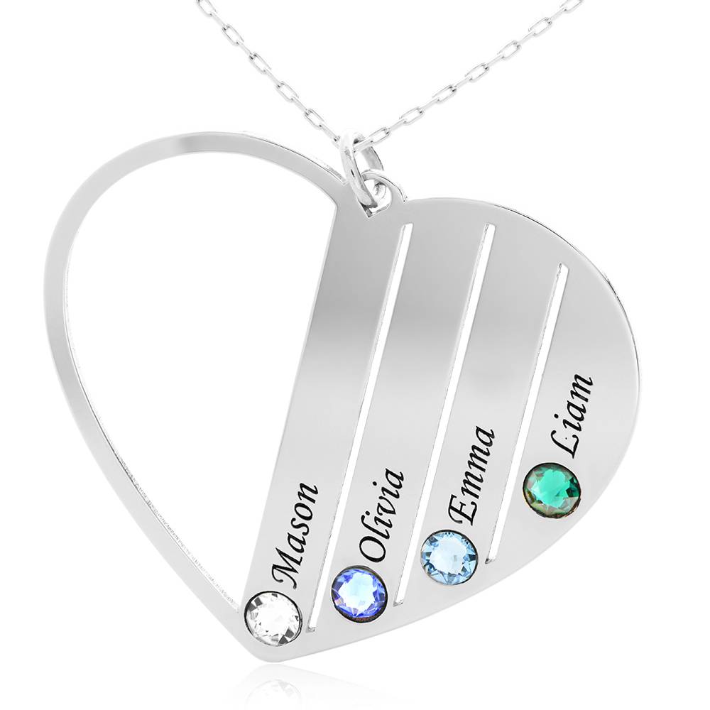 Mom Birthstone Necklace in 14k White Gold-4 product photo