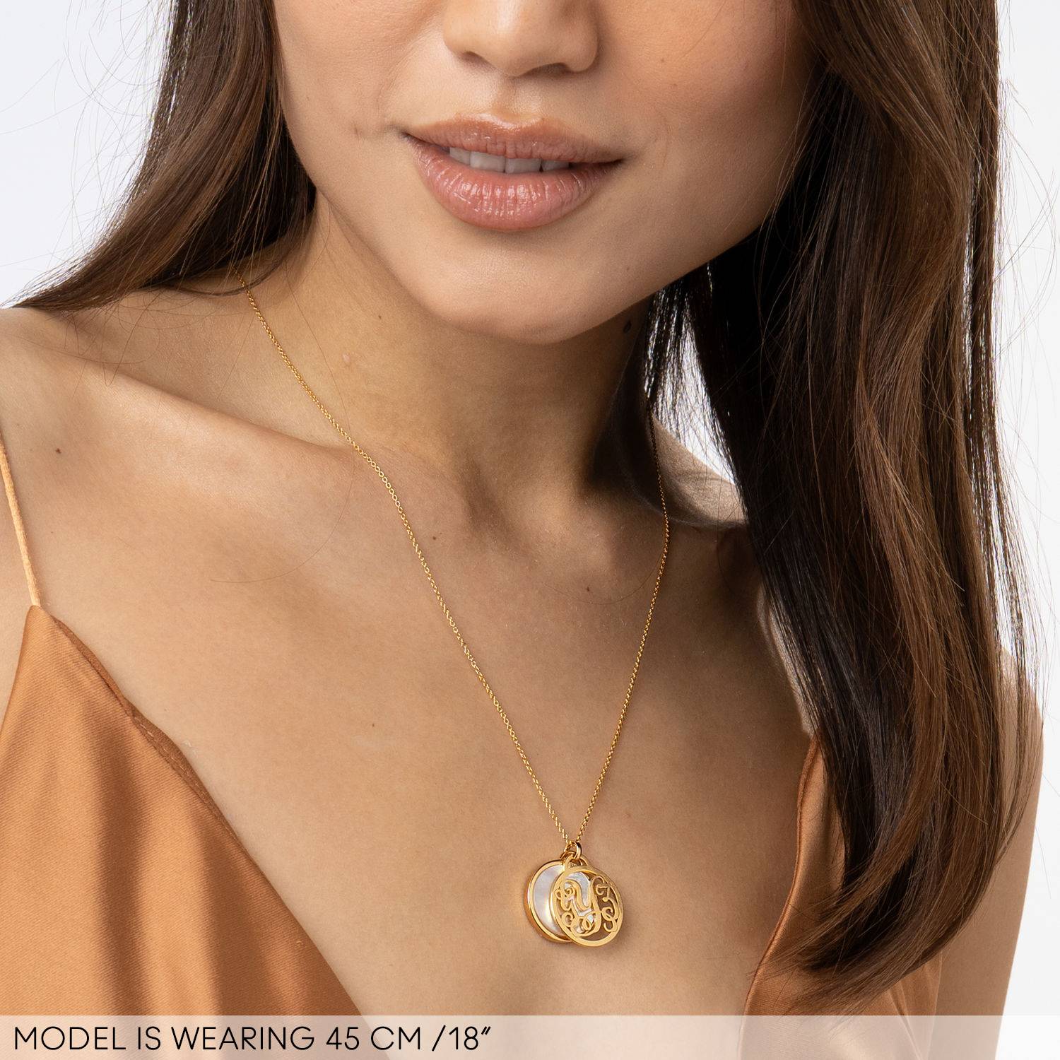 Monogram Necklace with Semi Precious Stone in 18K Gold Plating-3 product photo