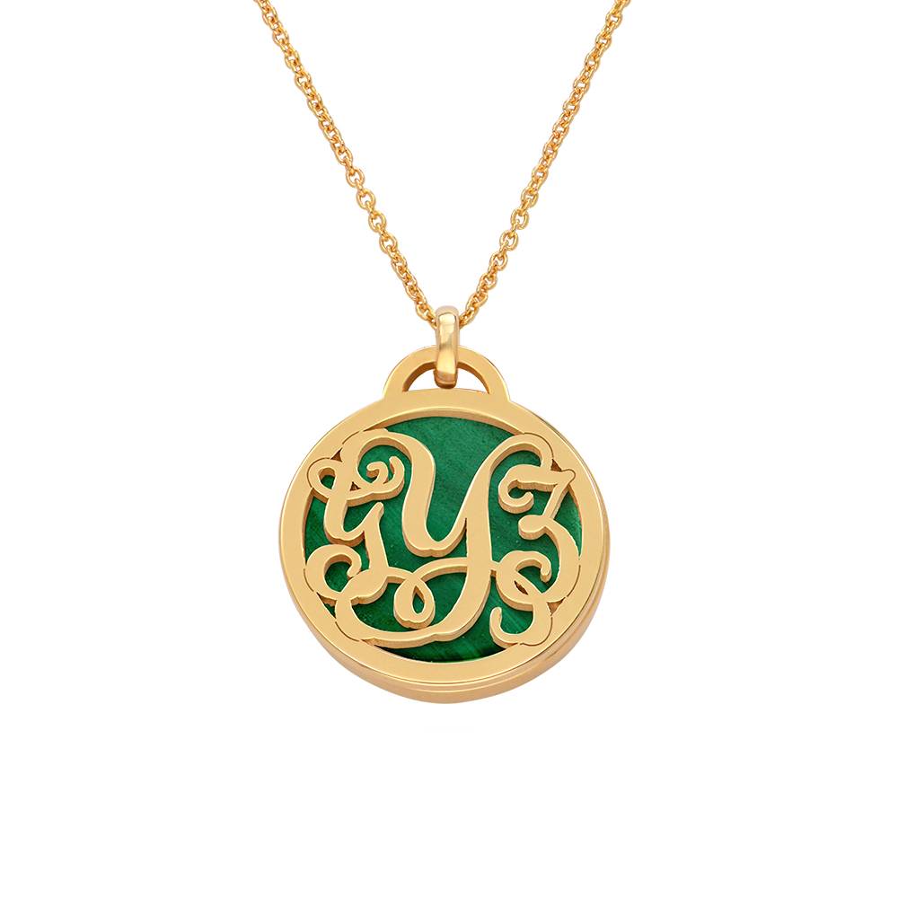 Monogram Necklace With Semi-Precious Stone in 18K Gold Vermeil-2 product photo