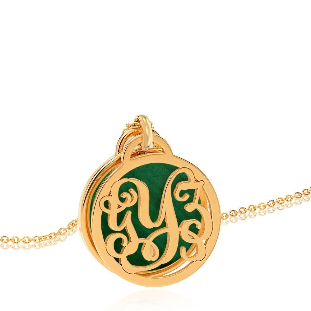 Monogram Necklace With Semi-Precious Stone in 18K Gold Vermeil-2 product photo