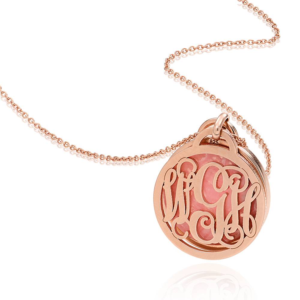 Monogram Necklace With Semi-Precious Stone in 18K Rose Gold Plating-1 product photo