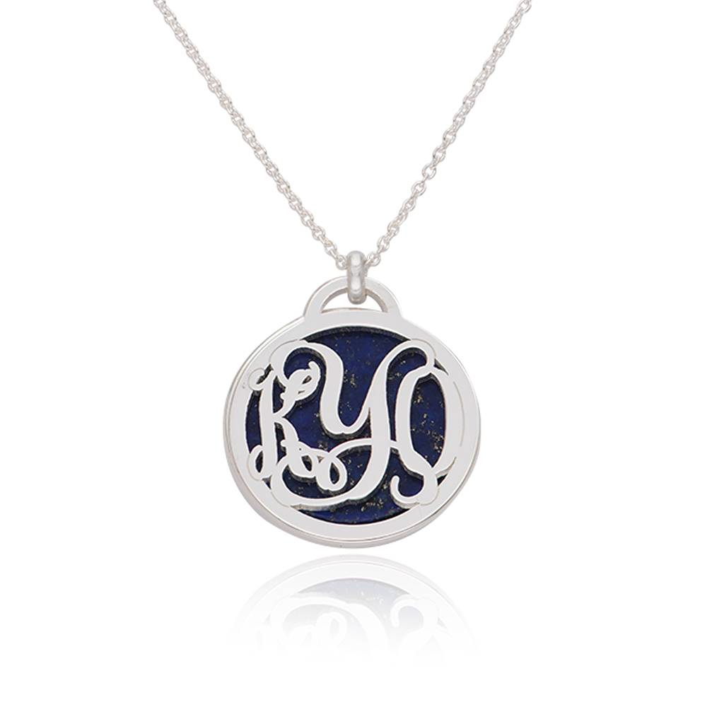 Monogram Necklace With Semi-Precious Stone in Sterling Silver-1 product photo