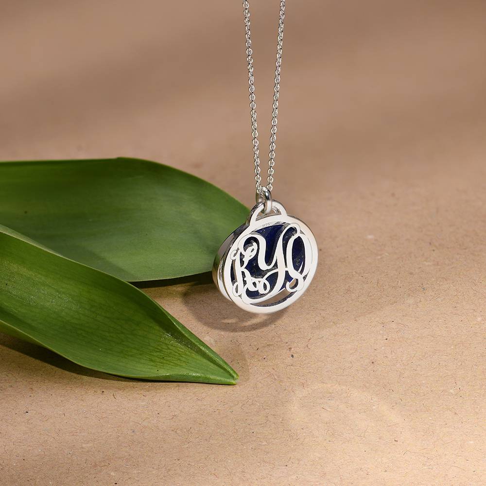 Monogram Necklace With Semi-Precious Stone in Sterling Silver-6 product photo