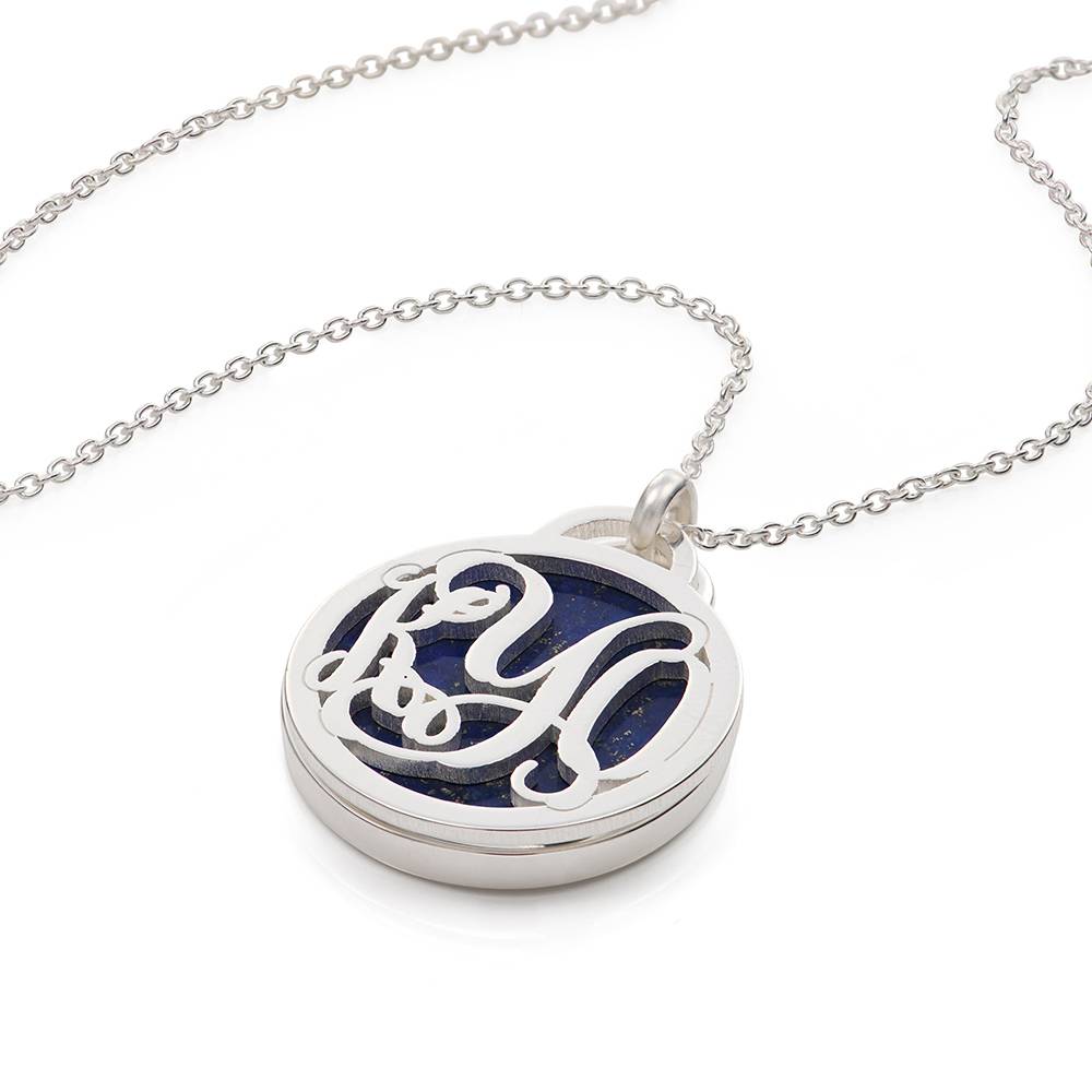 Monogram Necklace With Semi-Precious Stone in Sterling Silver-8 product photo