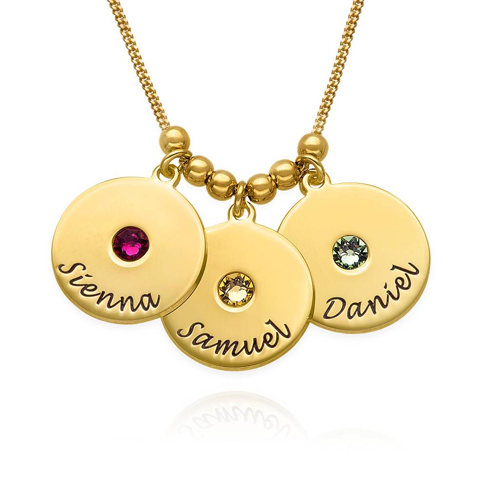 Mothers Disc and Birthstone Necklace in 18k Gold Plated product photo