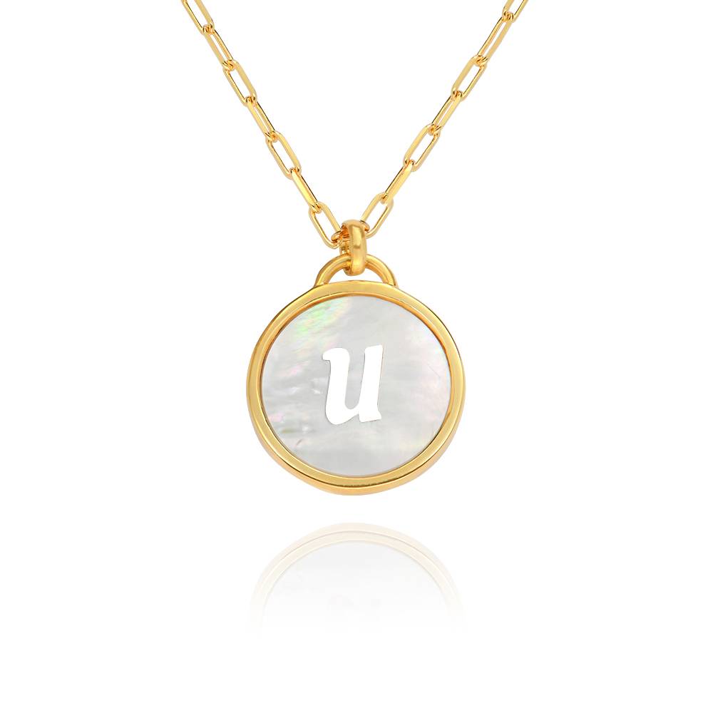 Mother of Pearl Initial Cutout Necklace in 18K Gold Plating-1 product photo