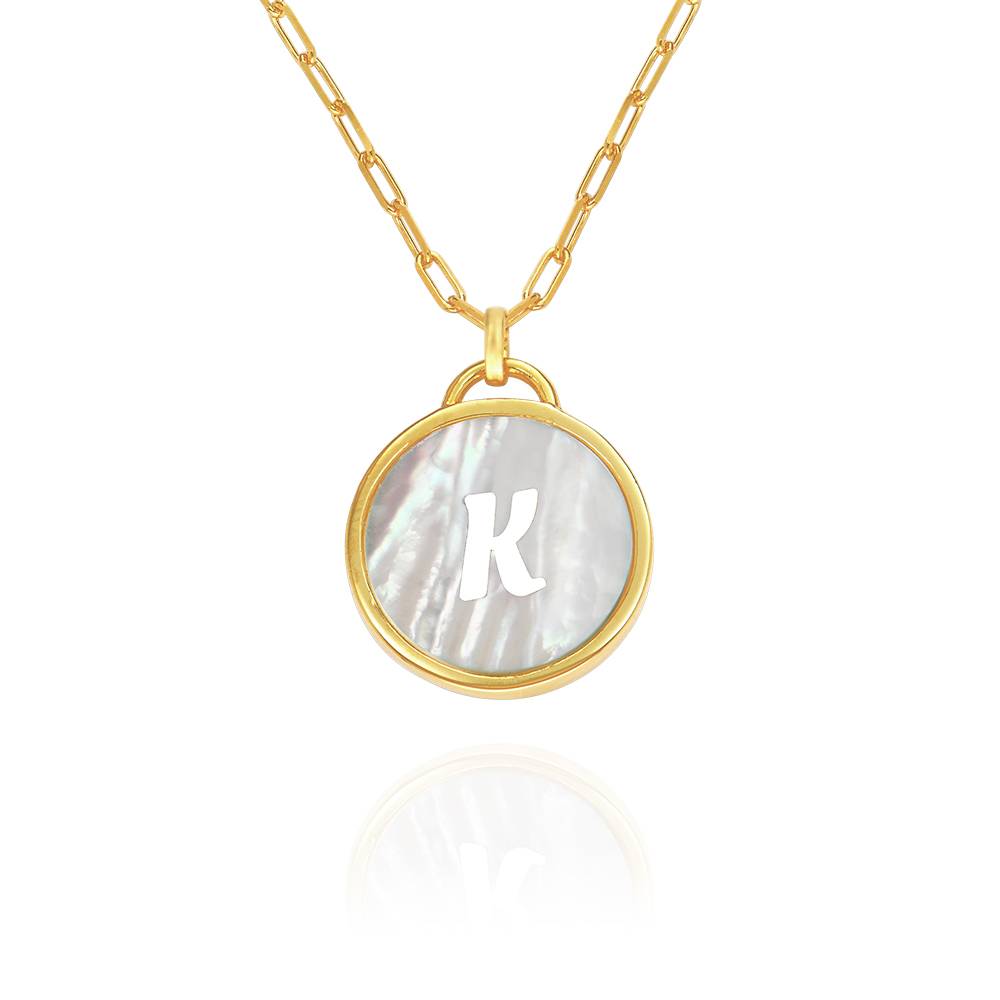 Mother of Pearl Initial Cutout Necklace in 18K Gold Vermeil-4 product photo