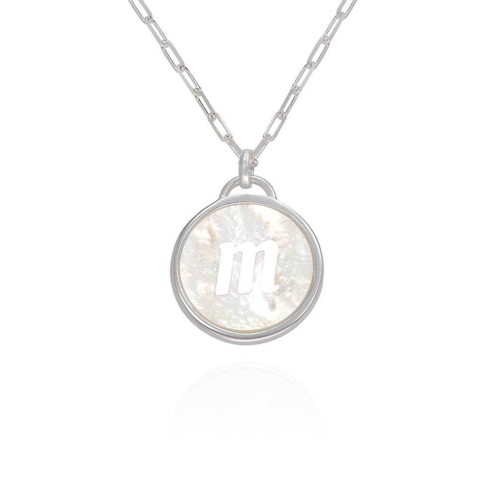 Mother of Pearl Initial Cutout Necklace in Sterling Silver-6 product photo