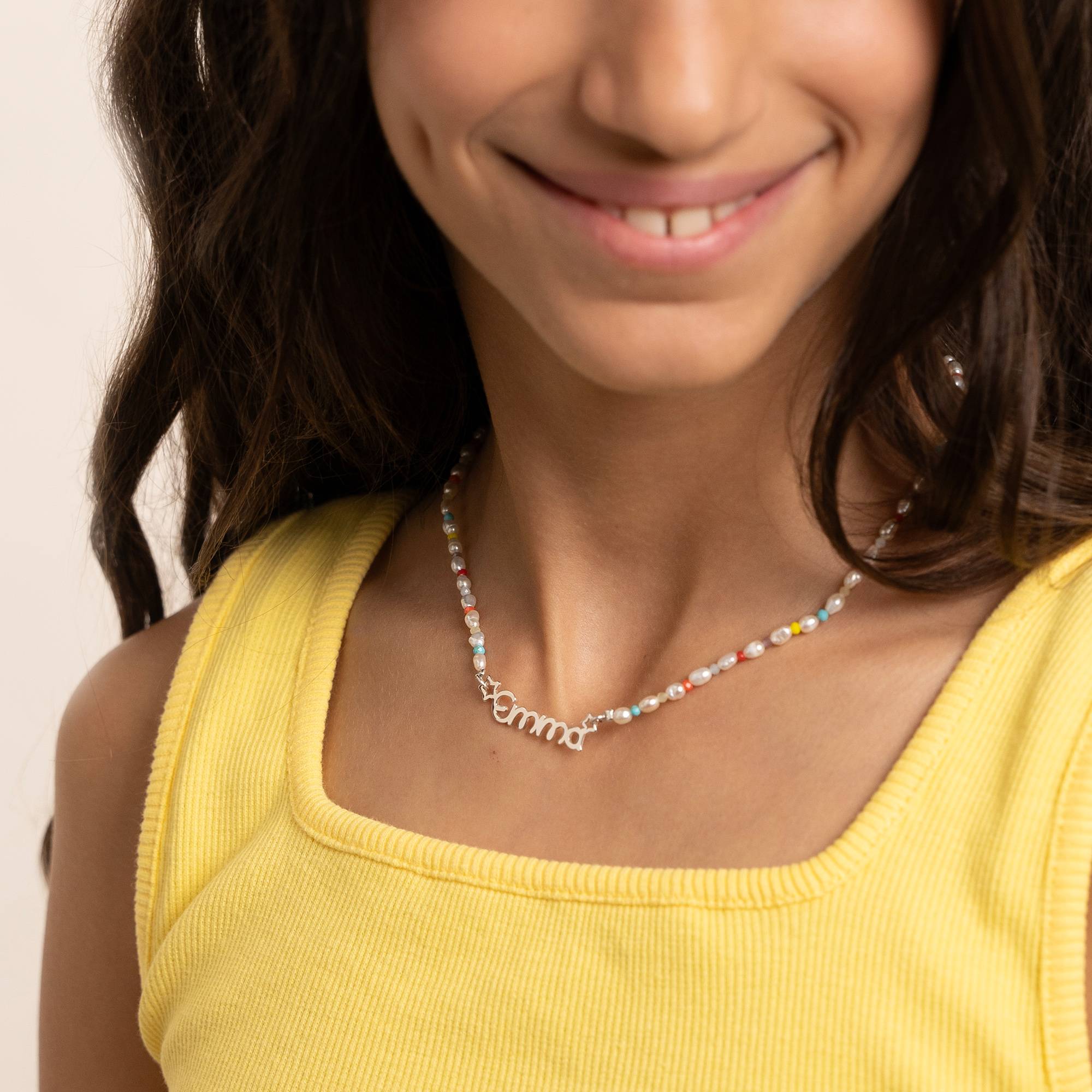 Pearl Candy Girls Name Necklace in Sterling Silver-5 product photo